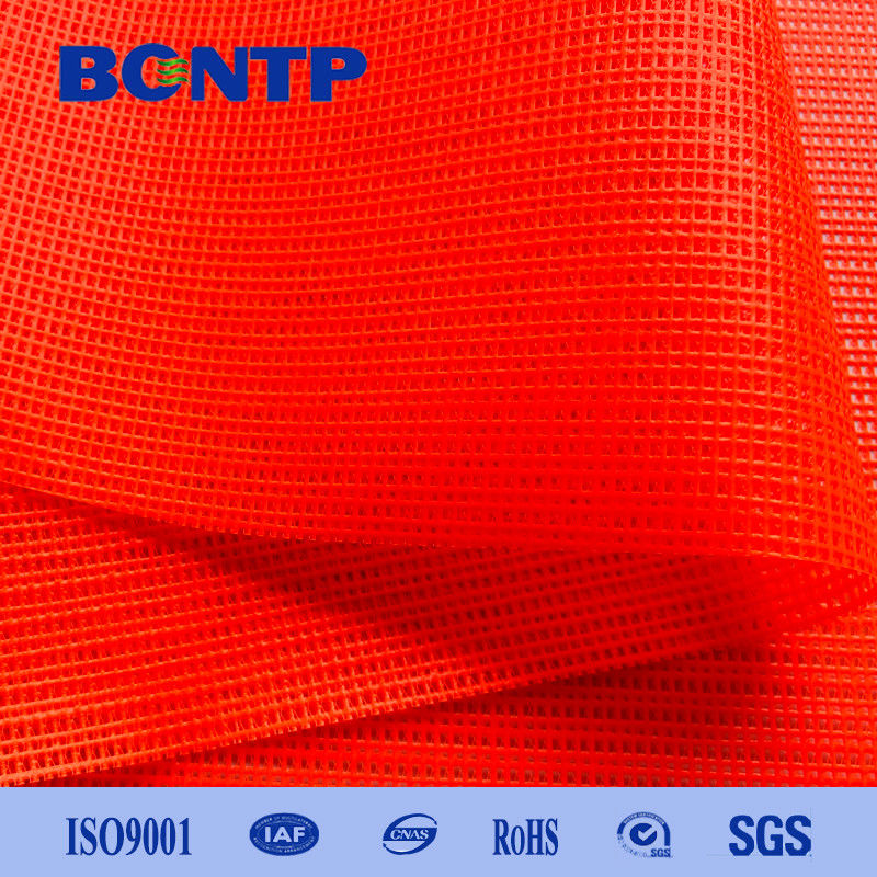 PVC Mesh Fabric PVC Vinyl Coated Polyester Mesh Fabric In Rolls Fluorescent Orange mesh fabric